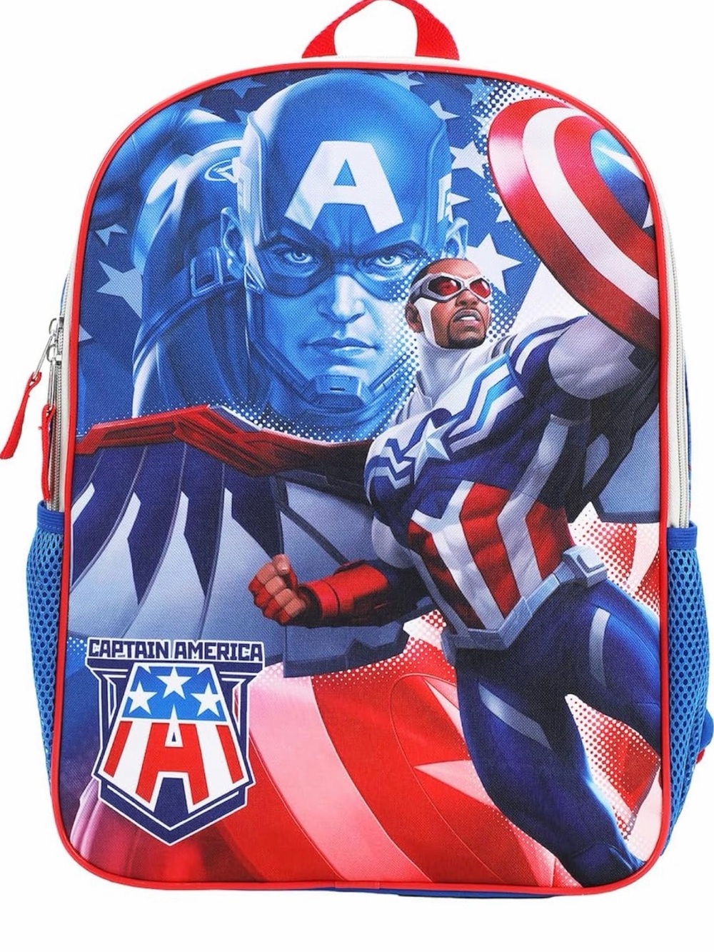 Marvel Captain America Kids Red & Blue Backpack with Shield Art